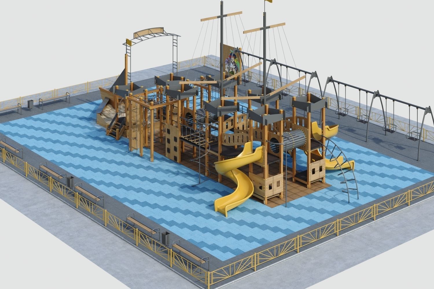 Children playground Pirate ship 3D model_24