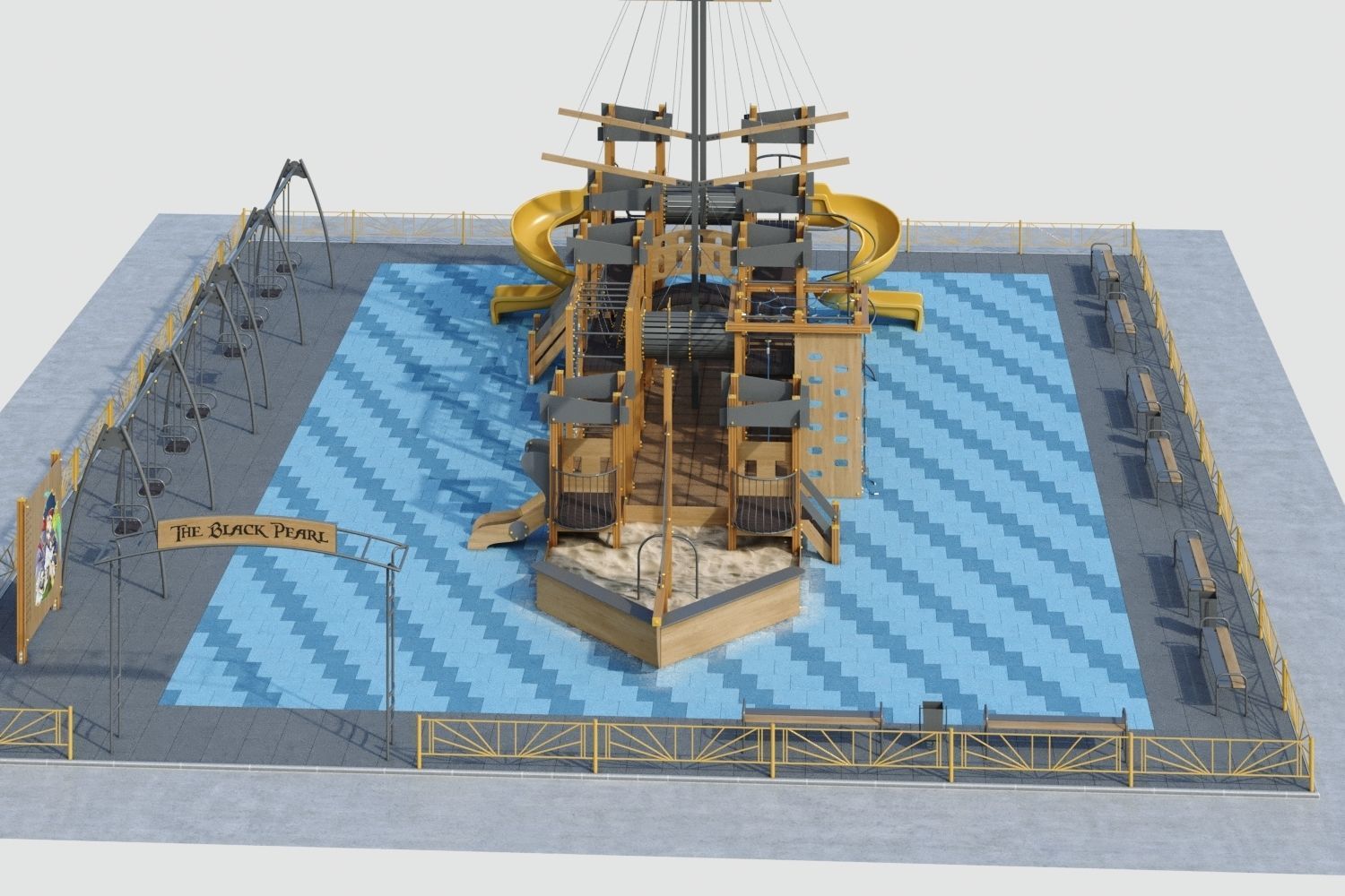 Children playground Pirate ship 3D model_11