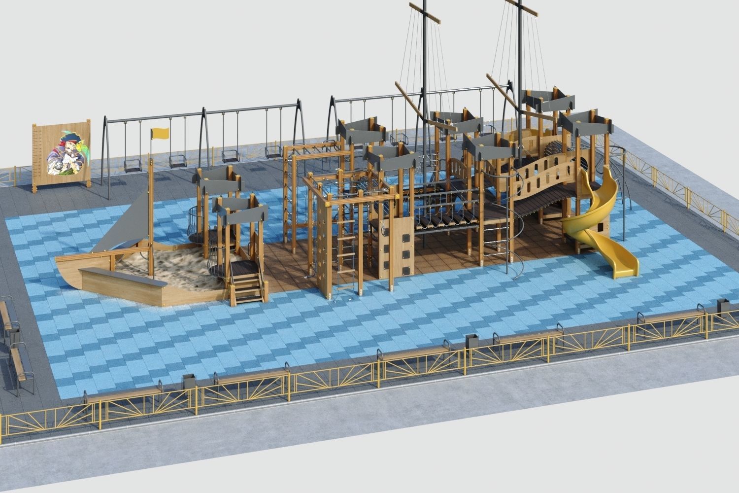 Children playground Pirate ship 3D model_7