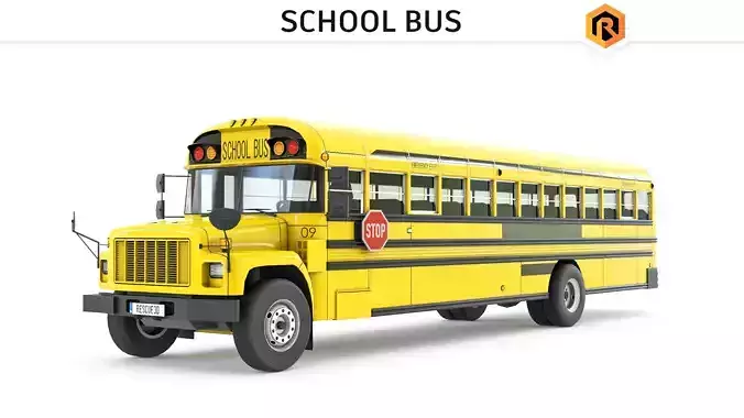 School Bus Low-poly 3D model
