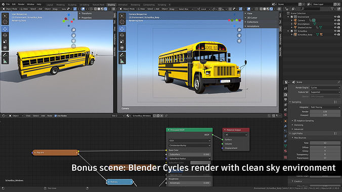 School Bus Low-poly 3D model 7