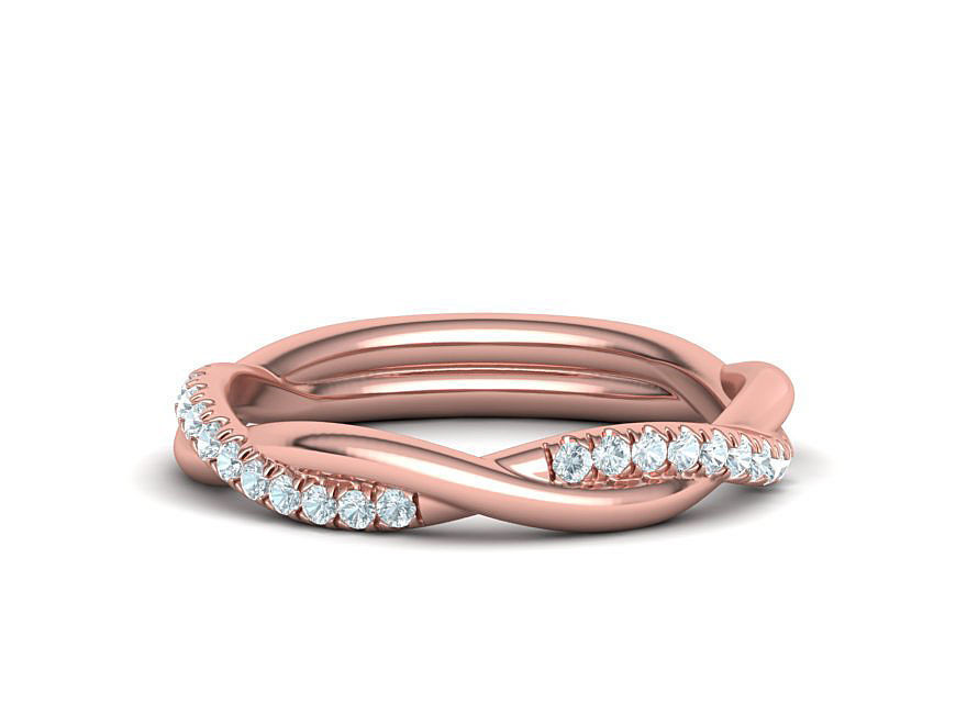 Gorgeous Rope Style Twisted Wedding band French Pave 3dmodel 3D print model_4