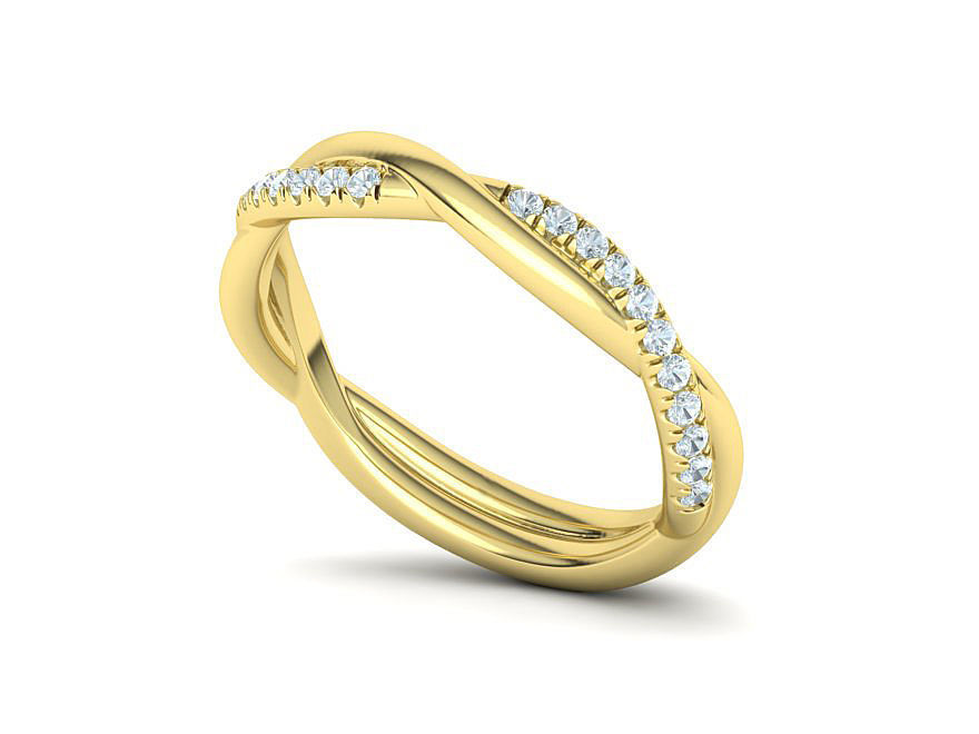 Gorgeous Rope Style Twisted Wedding band French Pave 3dmodel 3D print model_6