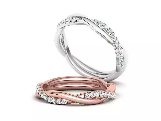 Gorgeous Rope Style Twisted Wedding band French Pave 3dmodel 3D print model