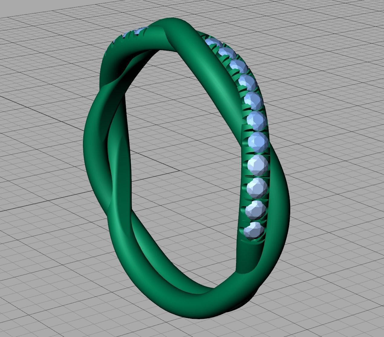 Gorgeous Rope Style Twisted Wedding band French Pave 3dmodel 3D print model_14