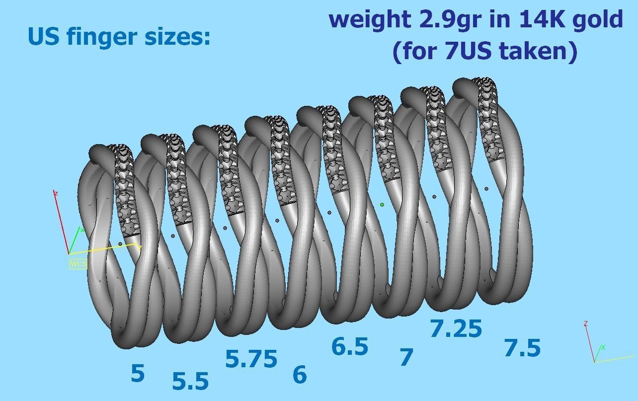 Gorgeous Rope Style Twisted Wedding band French Pave 3dmodel 3D print model_12