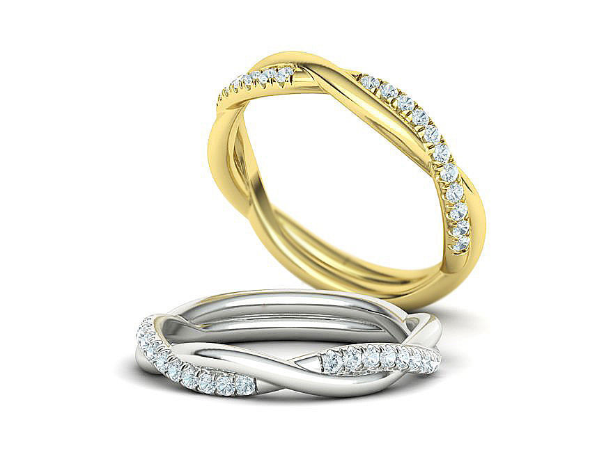 Gorgeous Rope Style Twisted Wedding band French Pave 3dmodel 3D print model_1