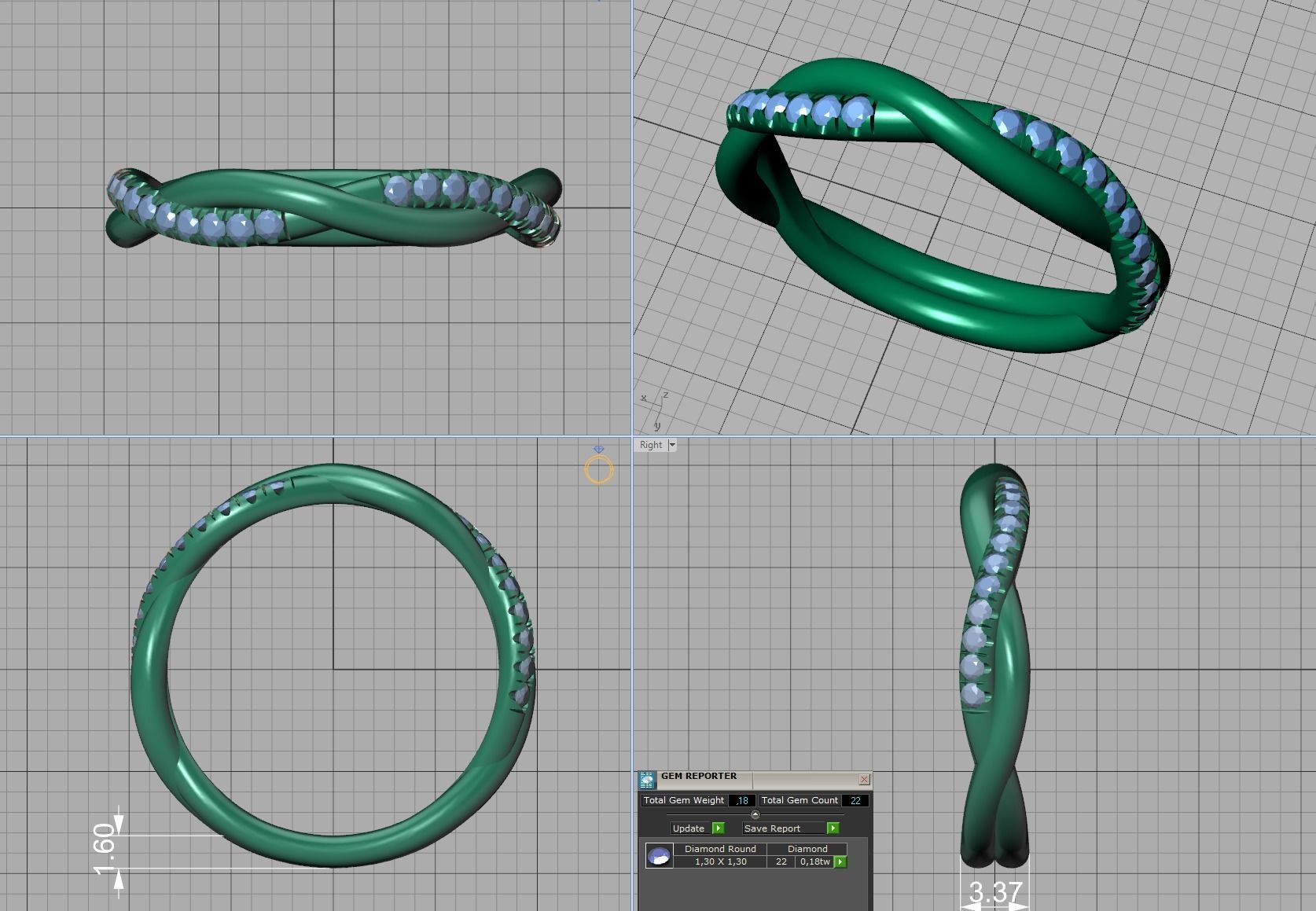 Gorgeous Rope Style Twisted Wedding band French Pave 3dmodel 3D print model_11