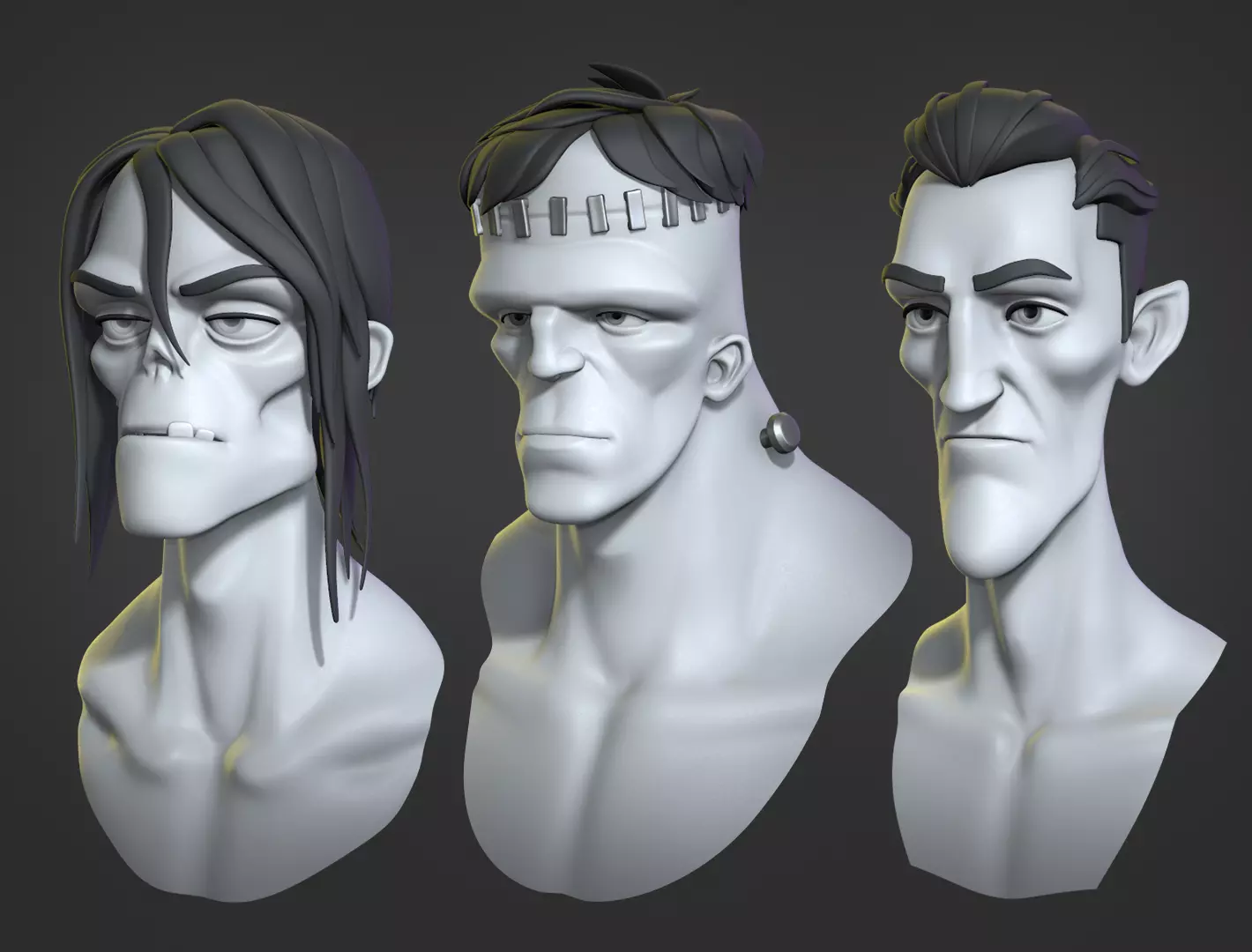 Cartoon monsters base mesh 3D model_0