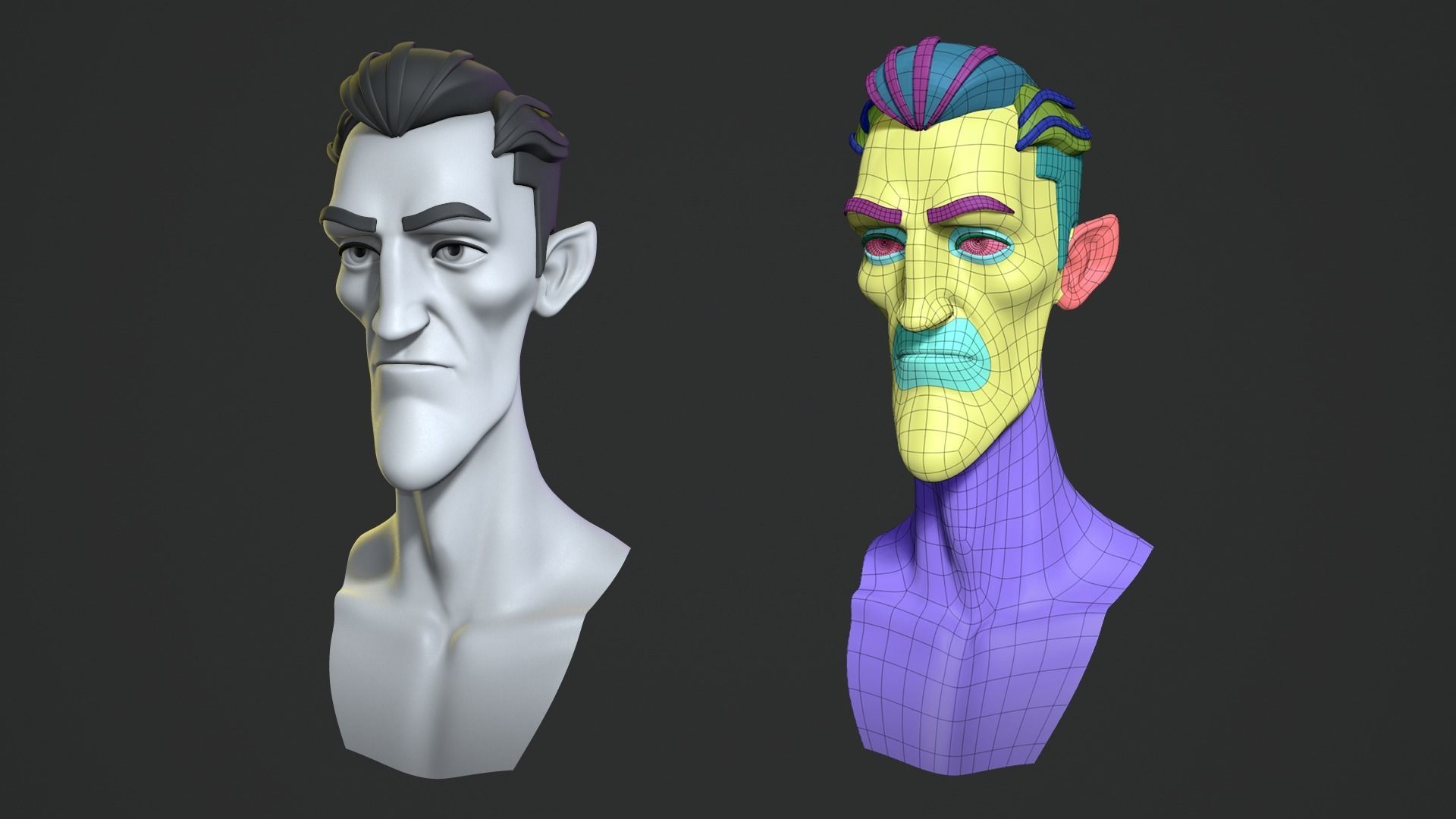 Cartoon monsters base mesh 3D model_7