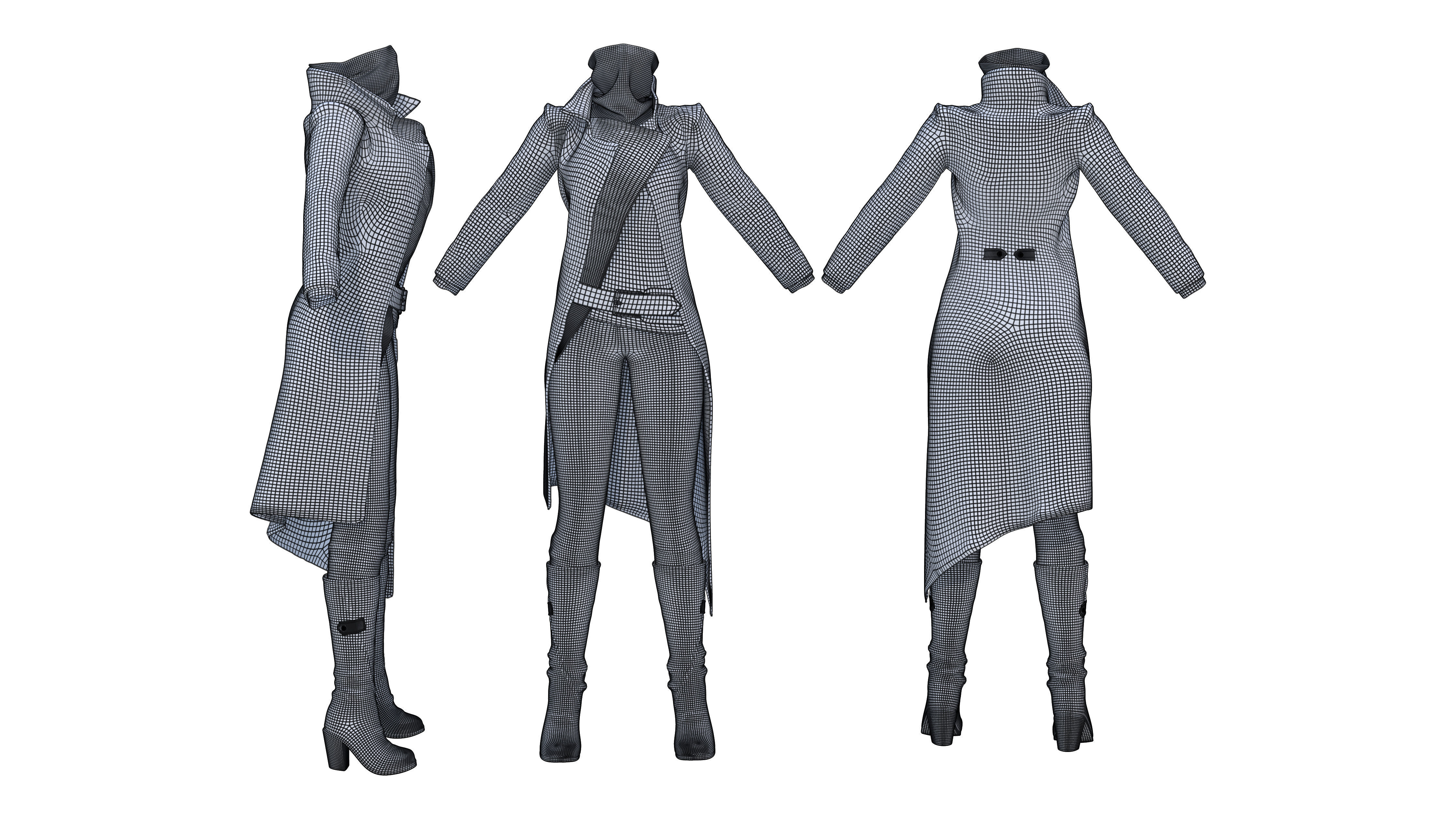 Full Fantasy Warrior Bandit Rebellion Outfit Low-poly 3D model_2