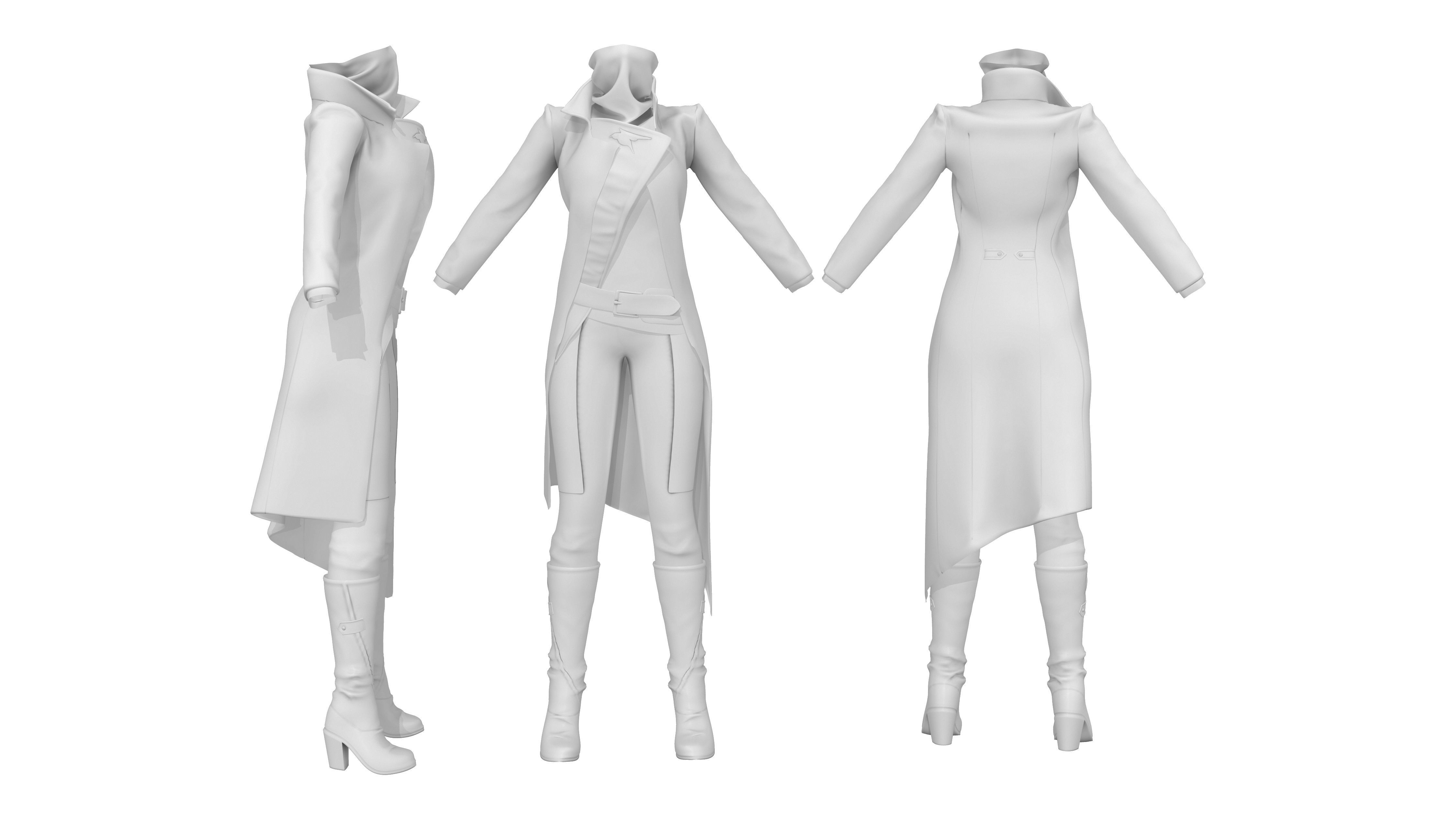 Full Fantasy Warrior Bandit Rebellion Outfit Low-poly 3D model_3
