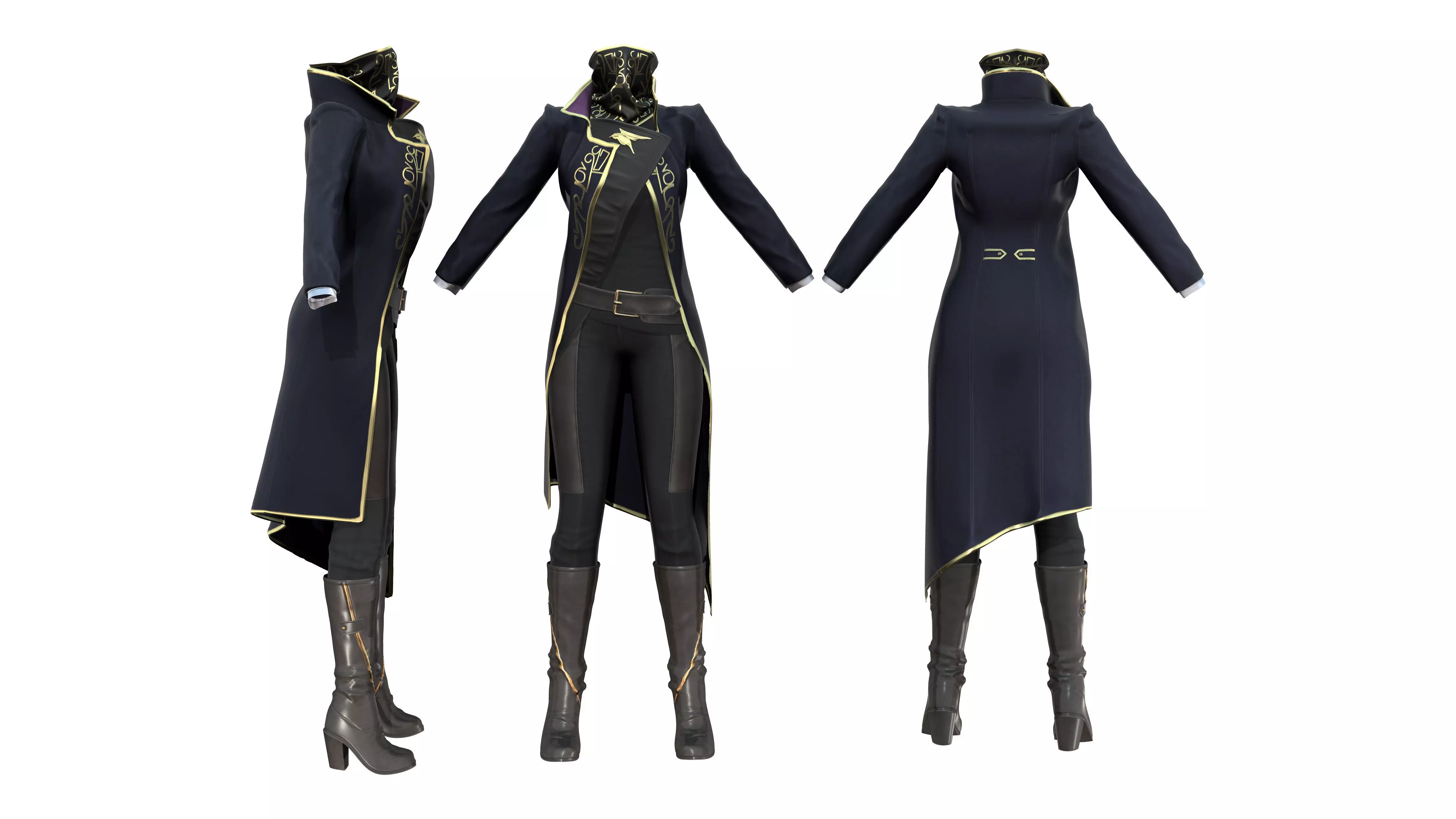 Full Fantasy Warrior Bandit Rebellion Outfit Low-poly 3D model_0