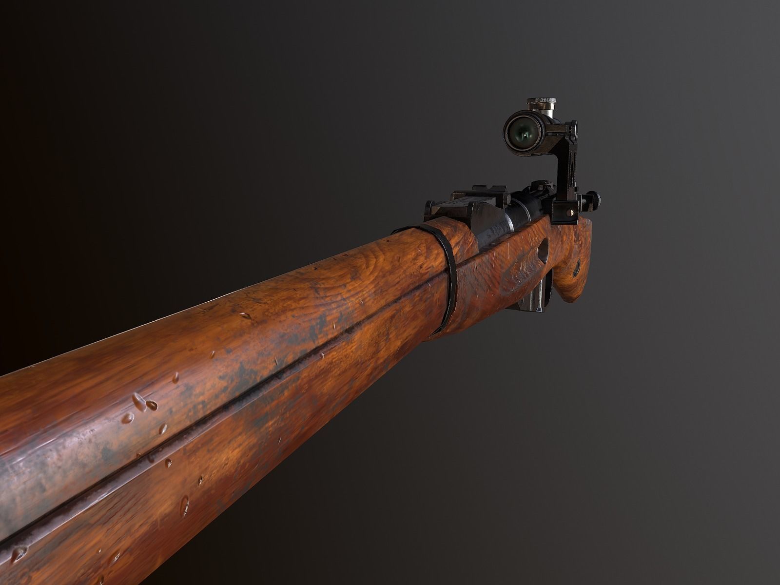 Mosin WW2 ussr Rifle with PU scope PBR Low-poly 3D model_2
