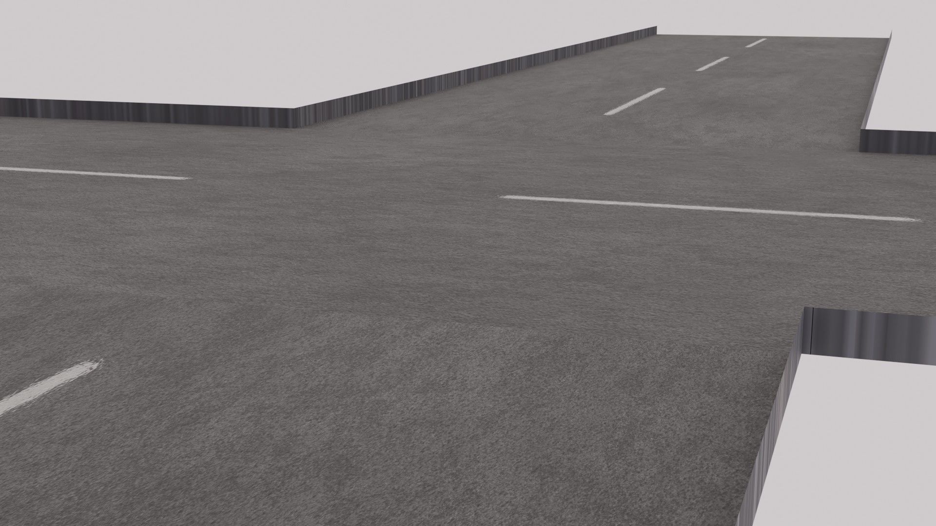 Crossroad with street dash lines - Textured Low-poly 3D model_3