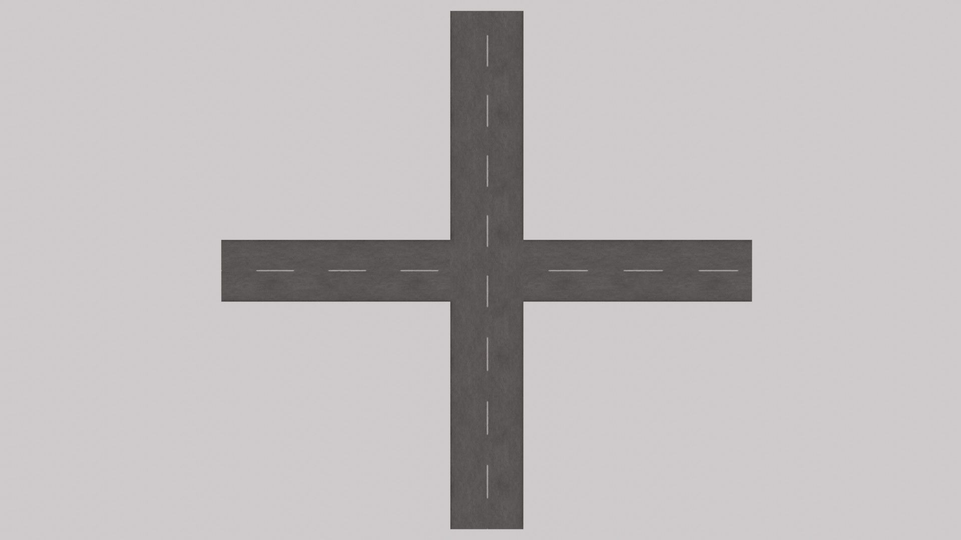Crossroad with street dash lines - Textured Low-poly 3D model_1