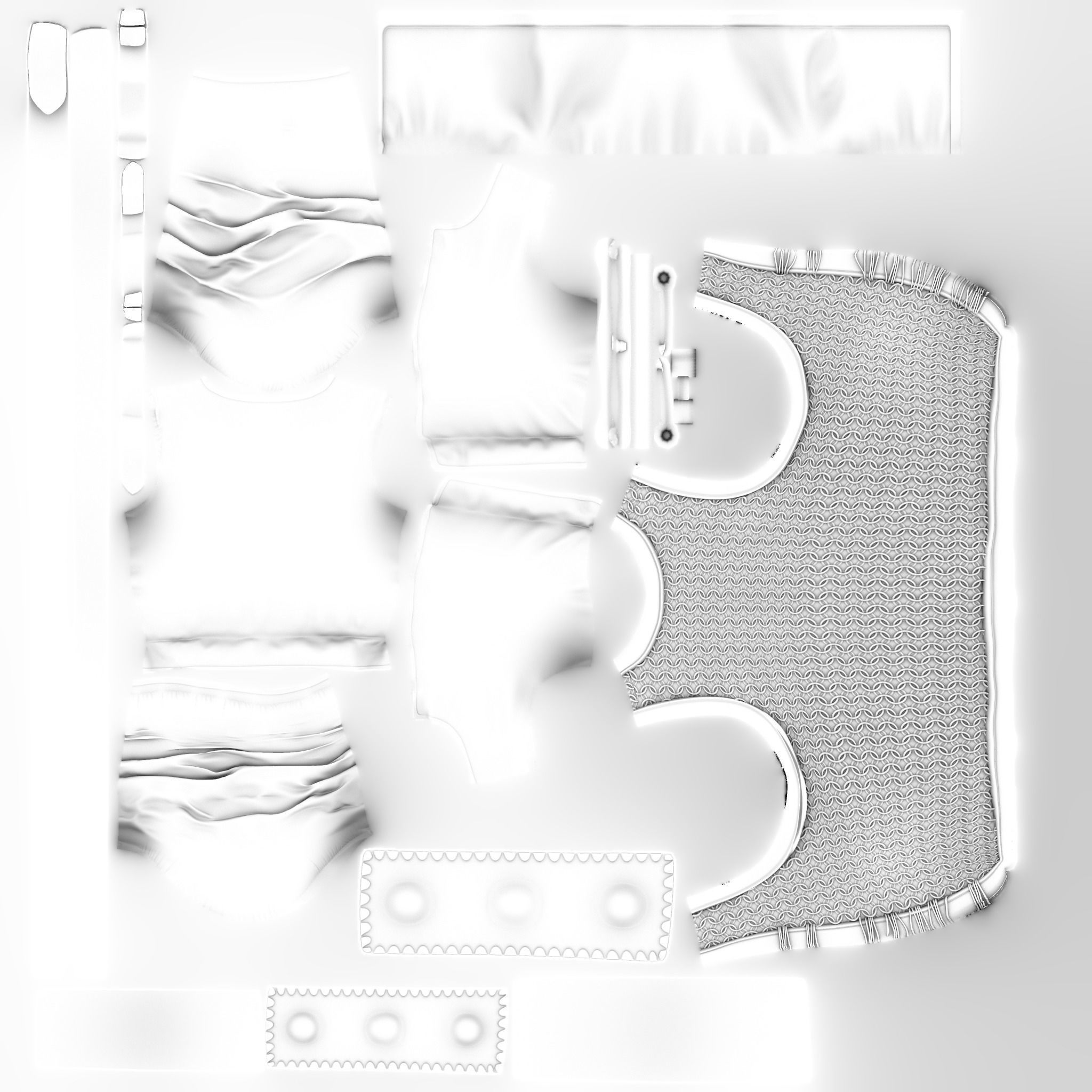 Female Medieval Top Low-poly 3D model_4