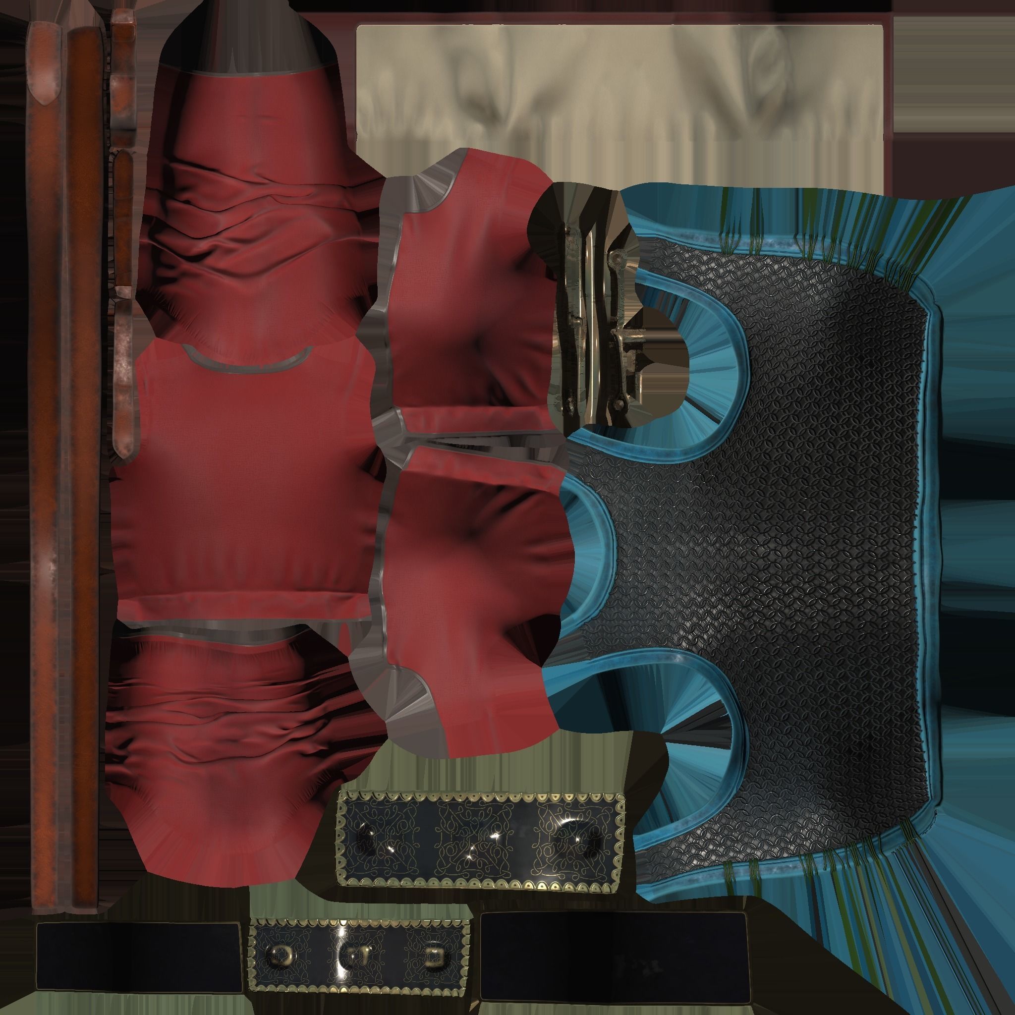 Female Medieval Top Low-poly 3D model_5