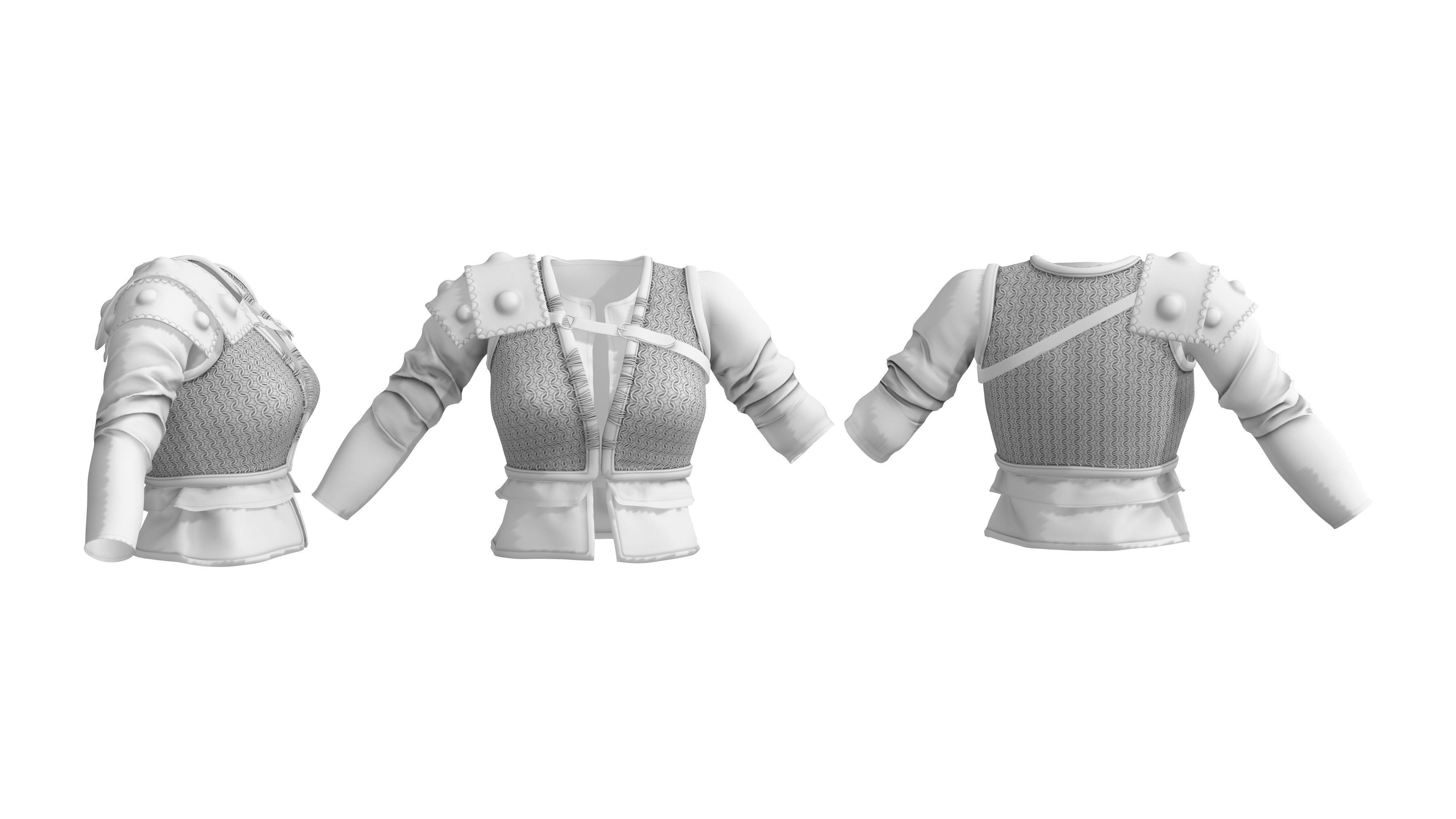 Female Medieval Top Low-poly 3D model_3