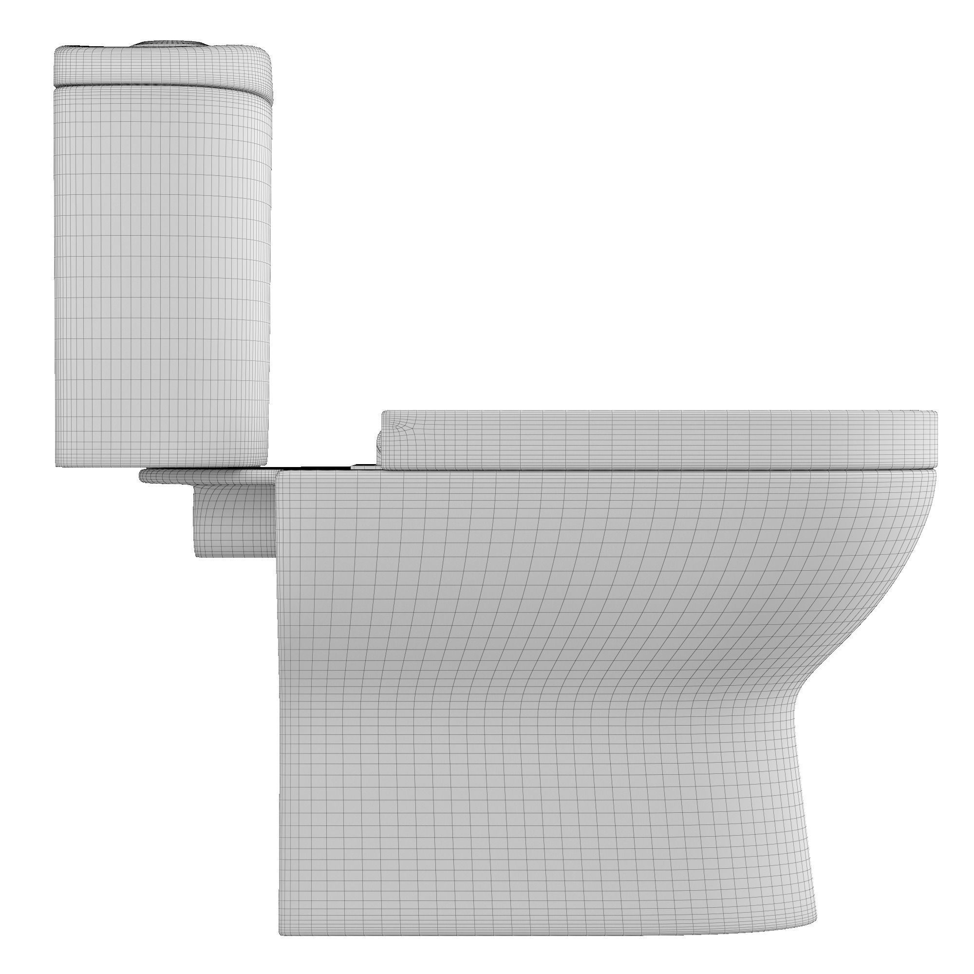 Two piece rounded rectangle shape EWC toilet Modeled in 3ds max 3D model_7