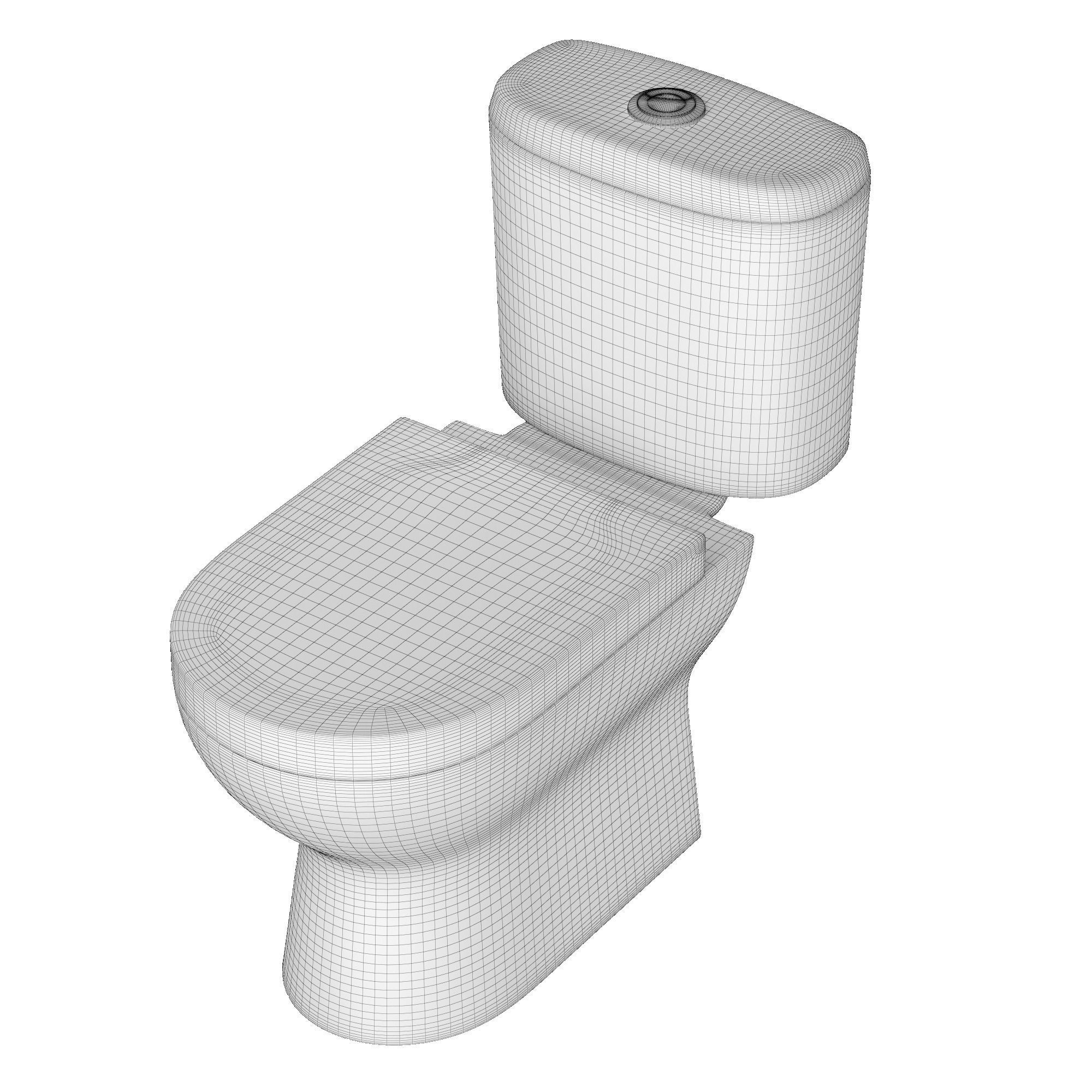 Two piece rounded rectangle shape EWC toilet Modeled in 3ds max 3D model_9