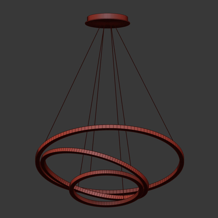 Capella Black Gold 3 Ring Chandelier 3D model_3