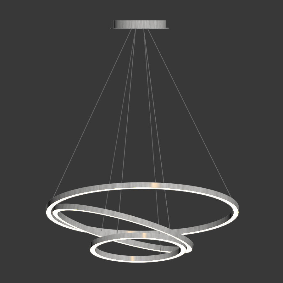 Capella Black Gold 3 Ring Chandelier 3D model_2