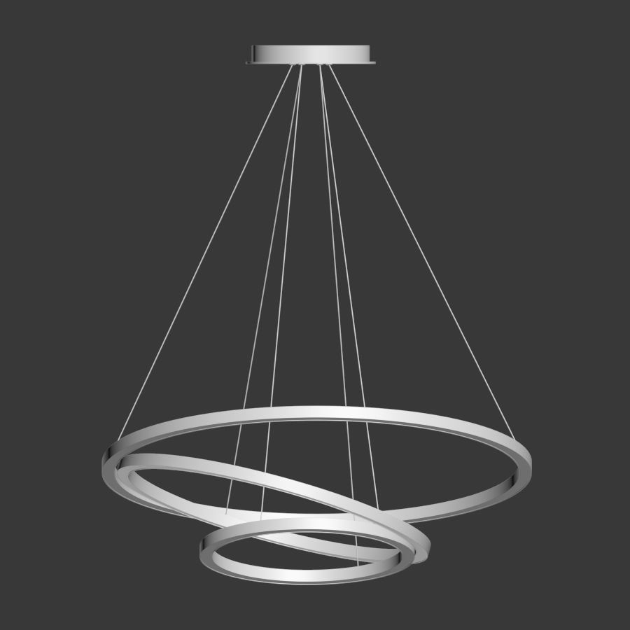 Capella Black Gold 3 Ring Chandelier 3D model_4