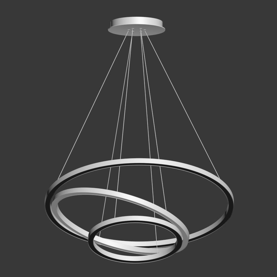 Capella Black Gold 3 Ring Chandelier 3D model_5