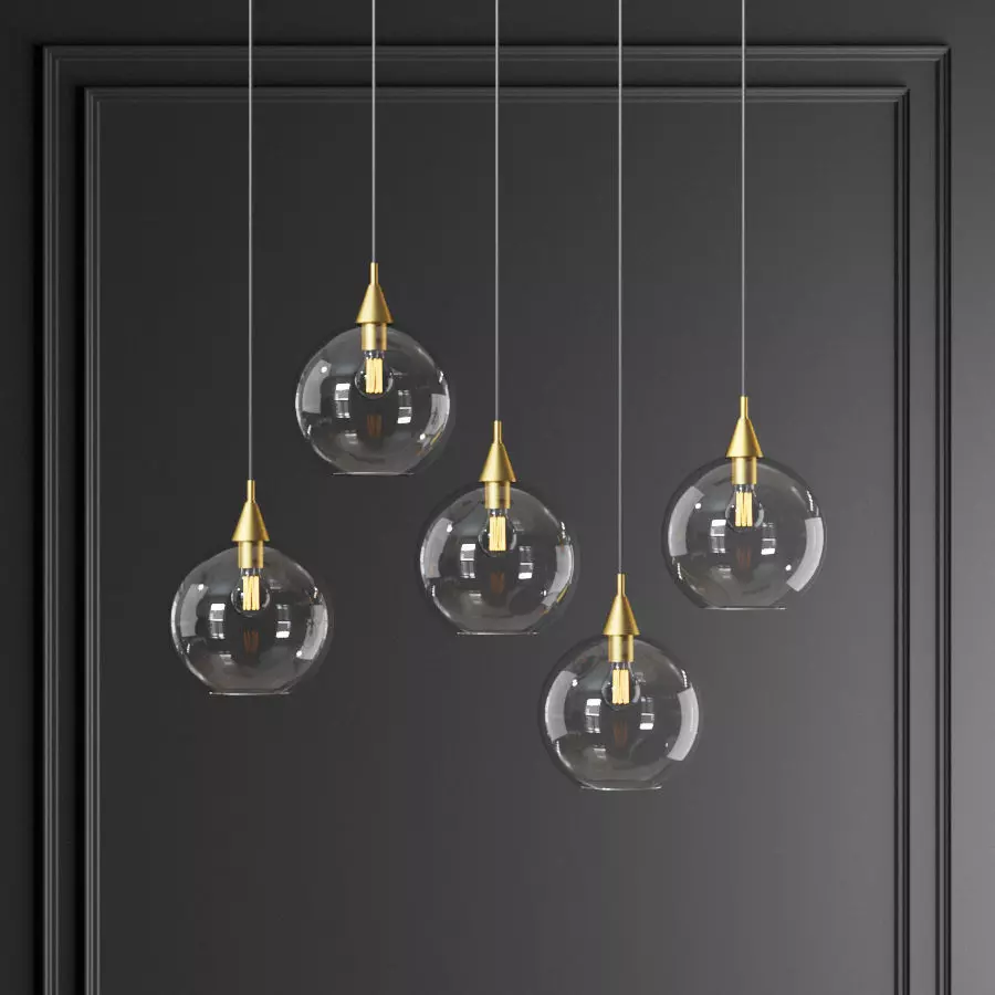Firefly 5 bulb black pendant light 3D model_0