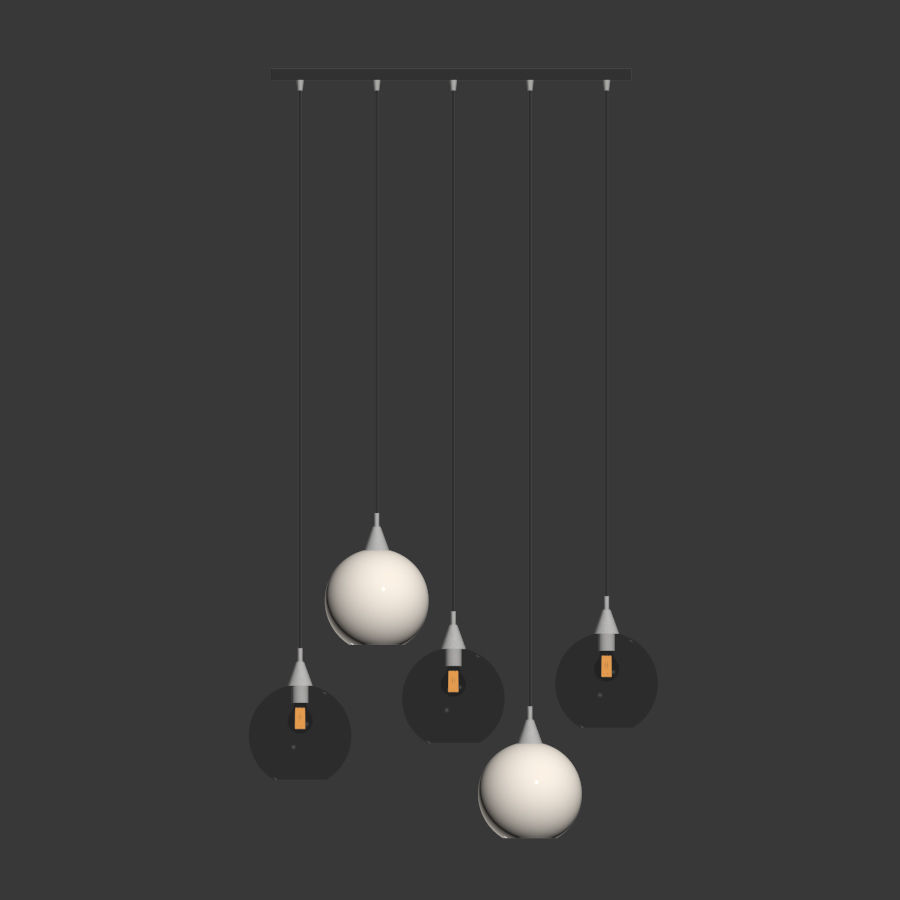 Firefly 5 bulb black pendant light 3D model_2
