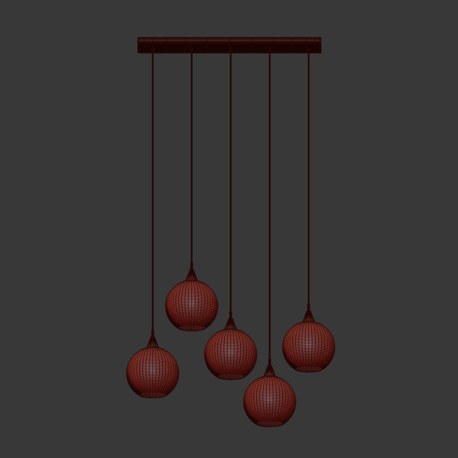 Firefly 5 bulb black pendant light 3D model_5
