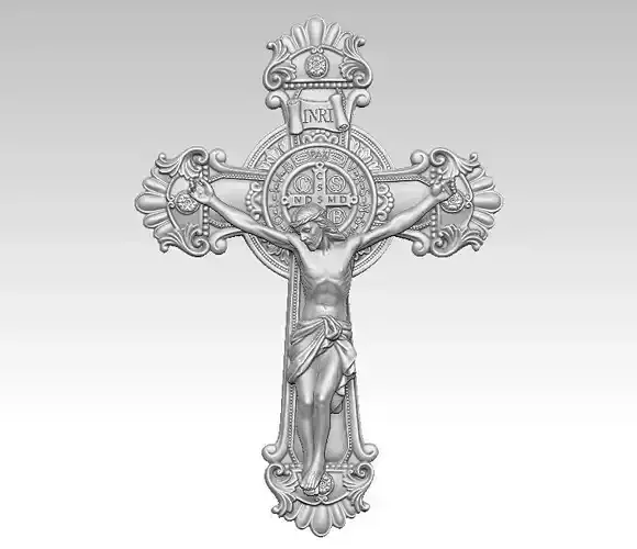 Jesus on the cross Benedictine Medal  3D model