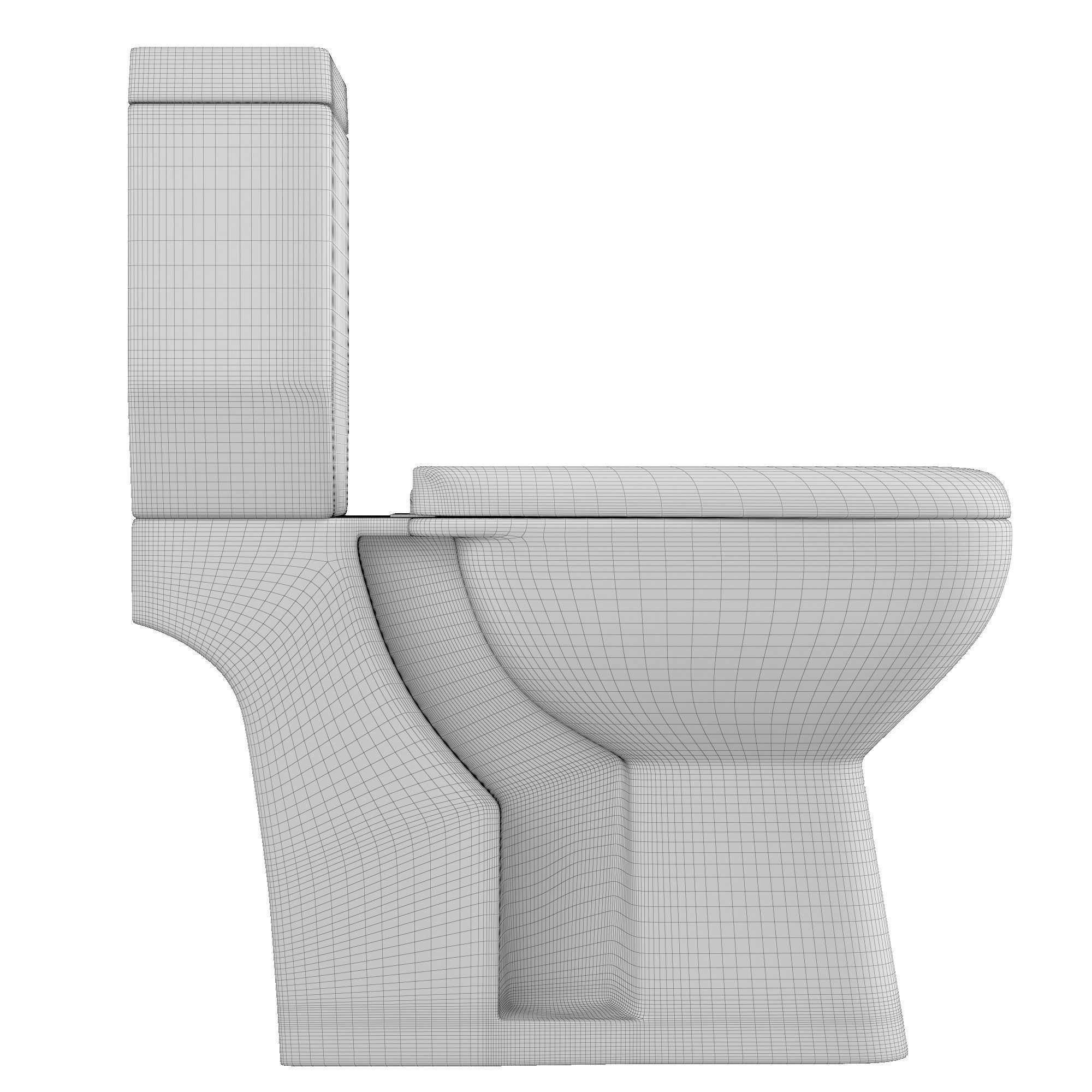 Two piece rectangle shape EWC toilet 3D model Modeled in 3ds max 3D model_7
