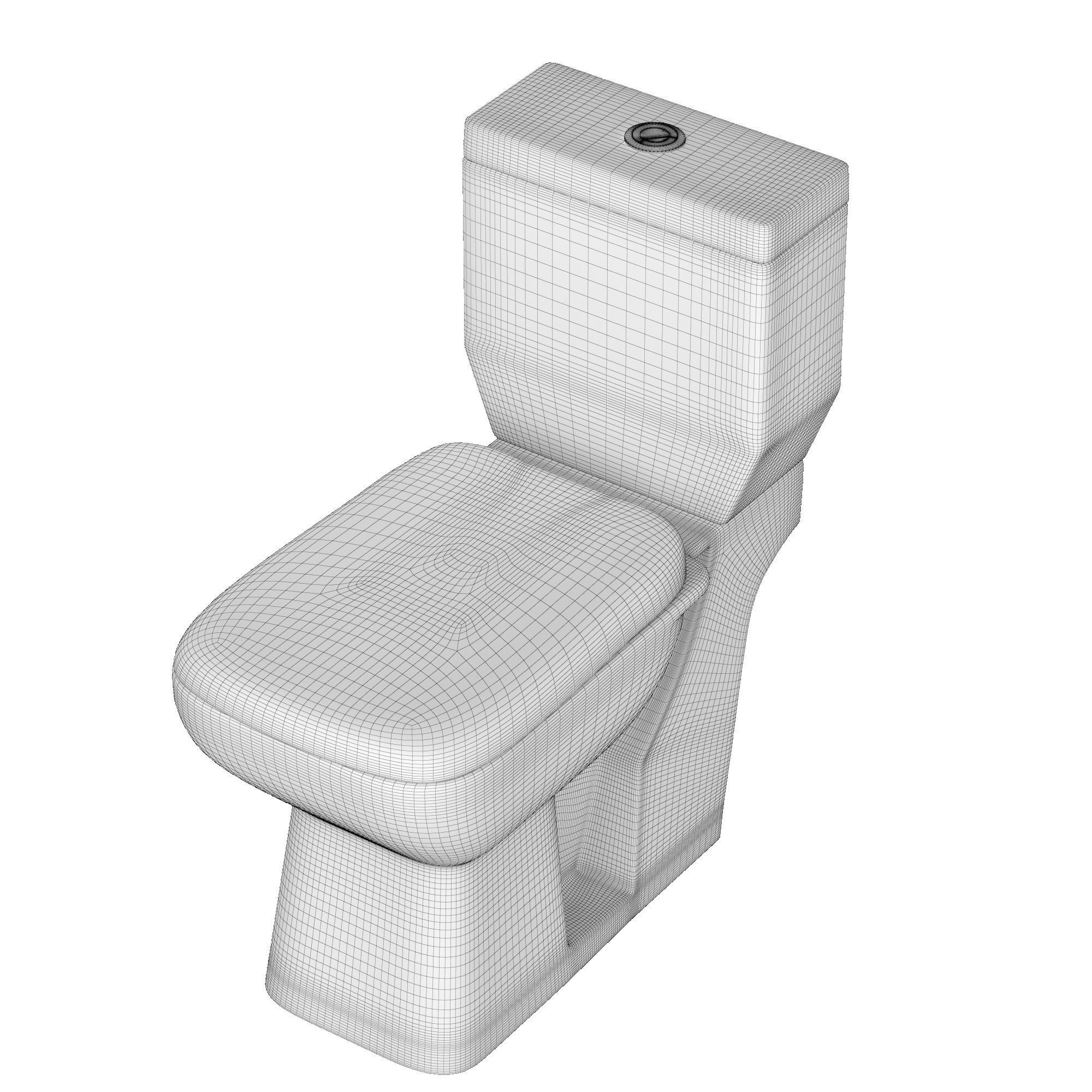 Two piece rectangle shape EWC toilet 3D model Modeled in 3ds max 3D model_9