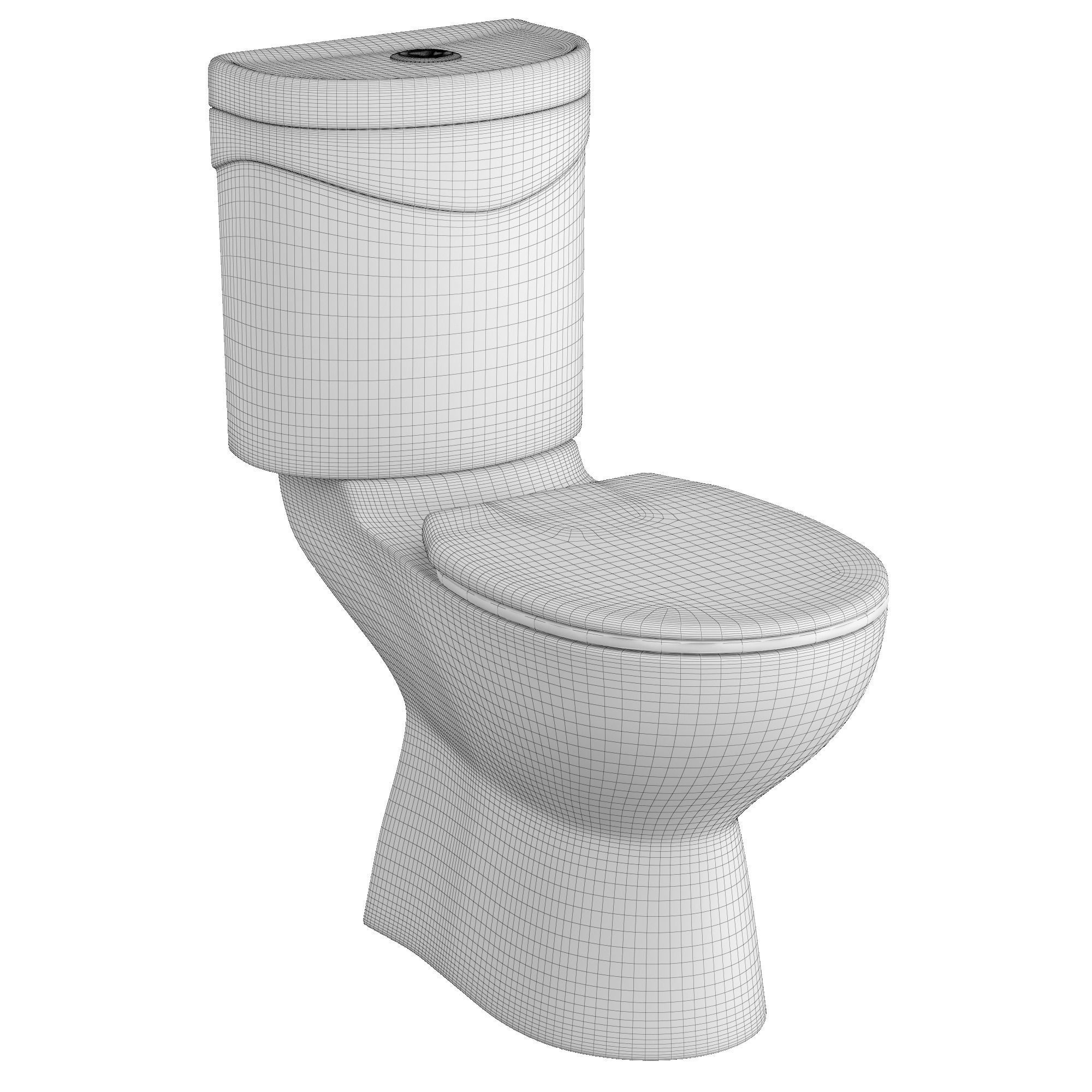 Two piece oval shape EWC toilet 3D model Modeled in 3ds max 3D model_6