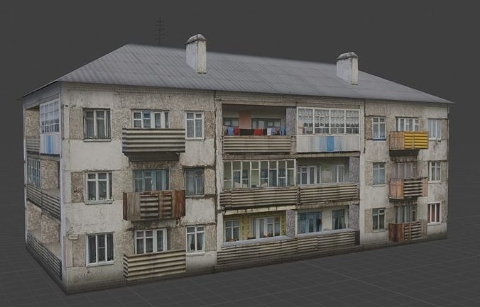 Russian panel house lowpoly Low-poly 3D model