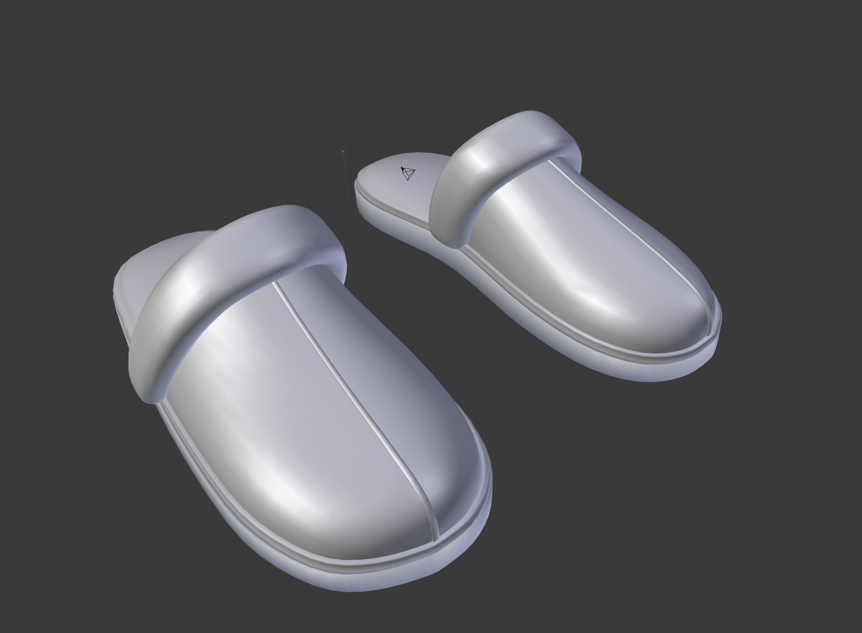 Leather slippers with fur shoes Low-poly 3D model_2