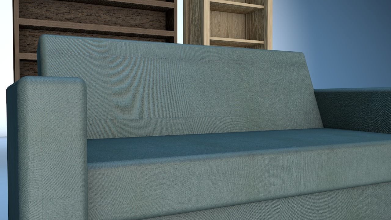 Sofa and Shelf Low-poly 3D model_1