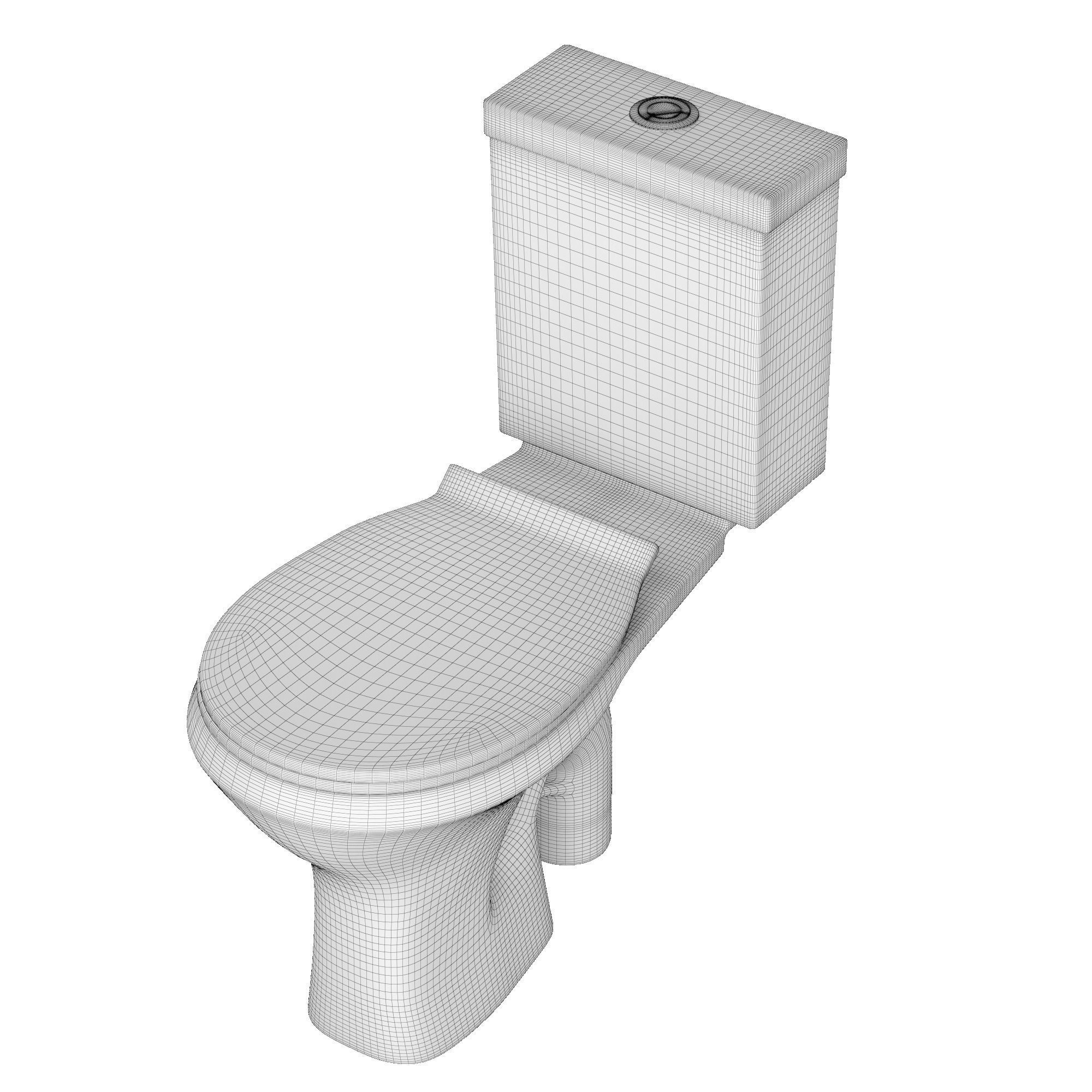 Two piece oval shape EWC toilet 3D model Modeled in 3ds max 3D model_9
