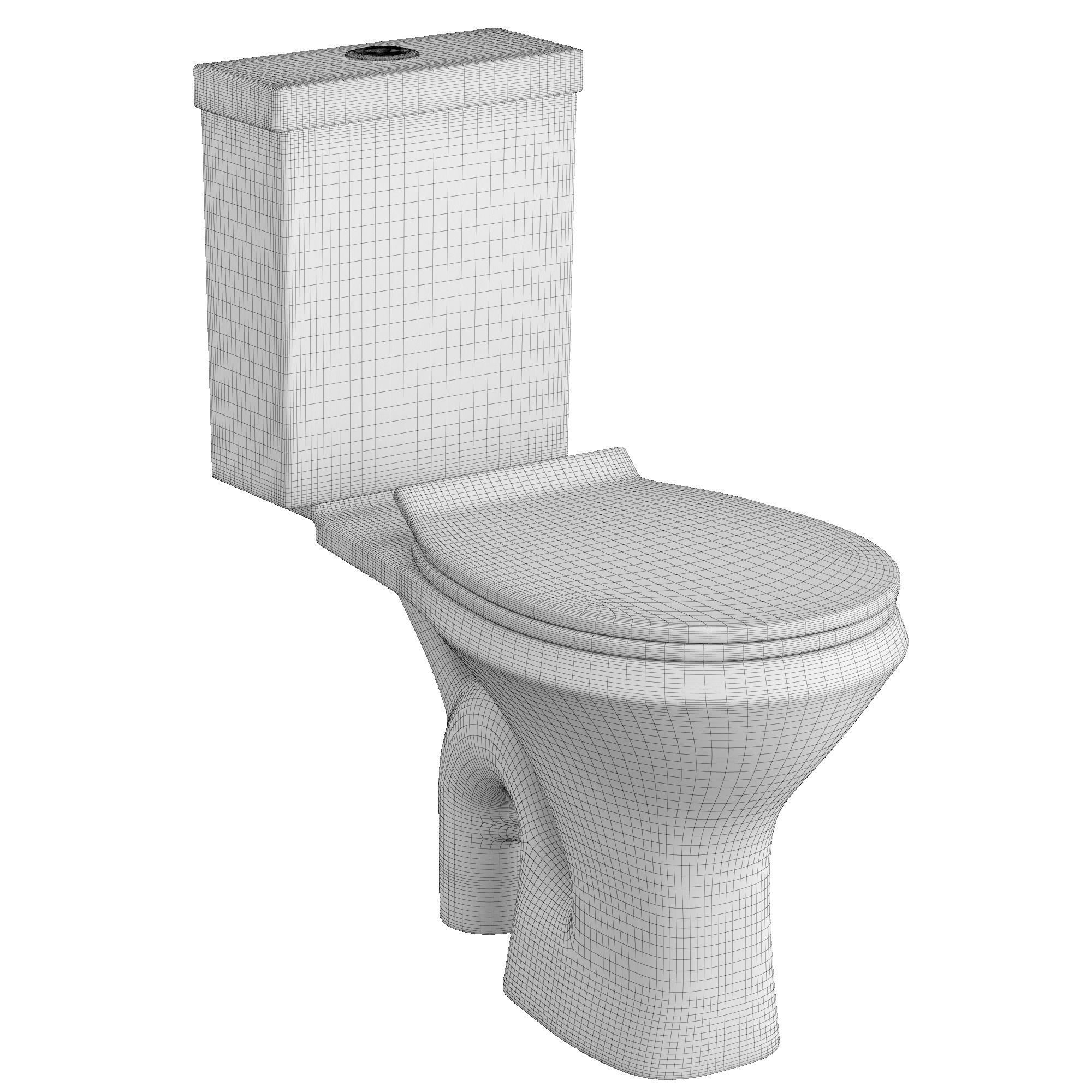 Two piece oval shape EWC toilet 3D model Modeled in 3ds max 3D model_6