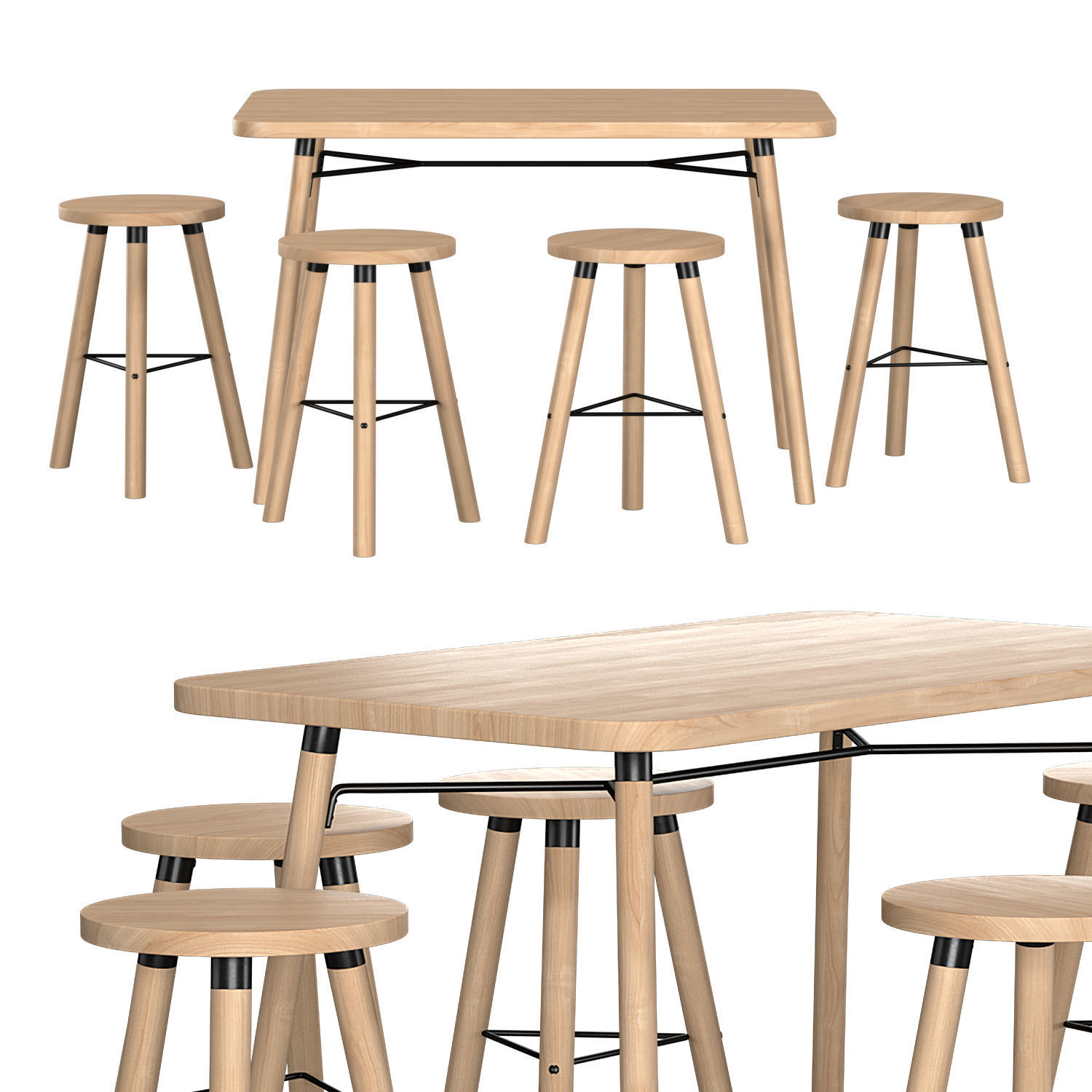 Partridge Rectangle Bar Table  3D model_1