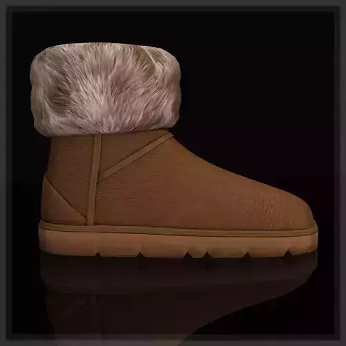 Winter boots with fur emu shoes Low-poly 3D model