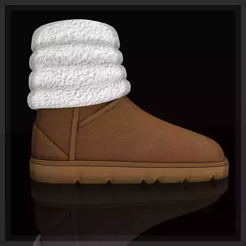 Winter boots with wool emu shoes Low-poly 3D model