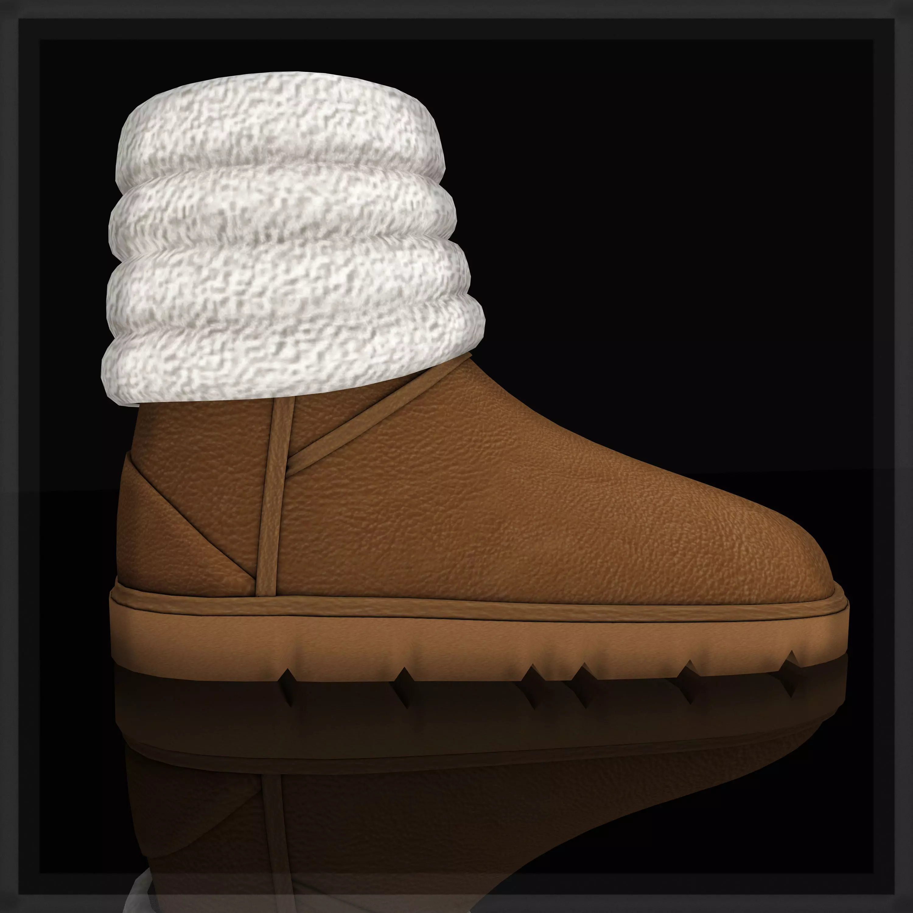 Winter boots with wool emu shoes Low-poly 3D model