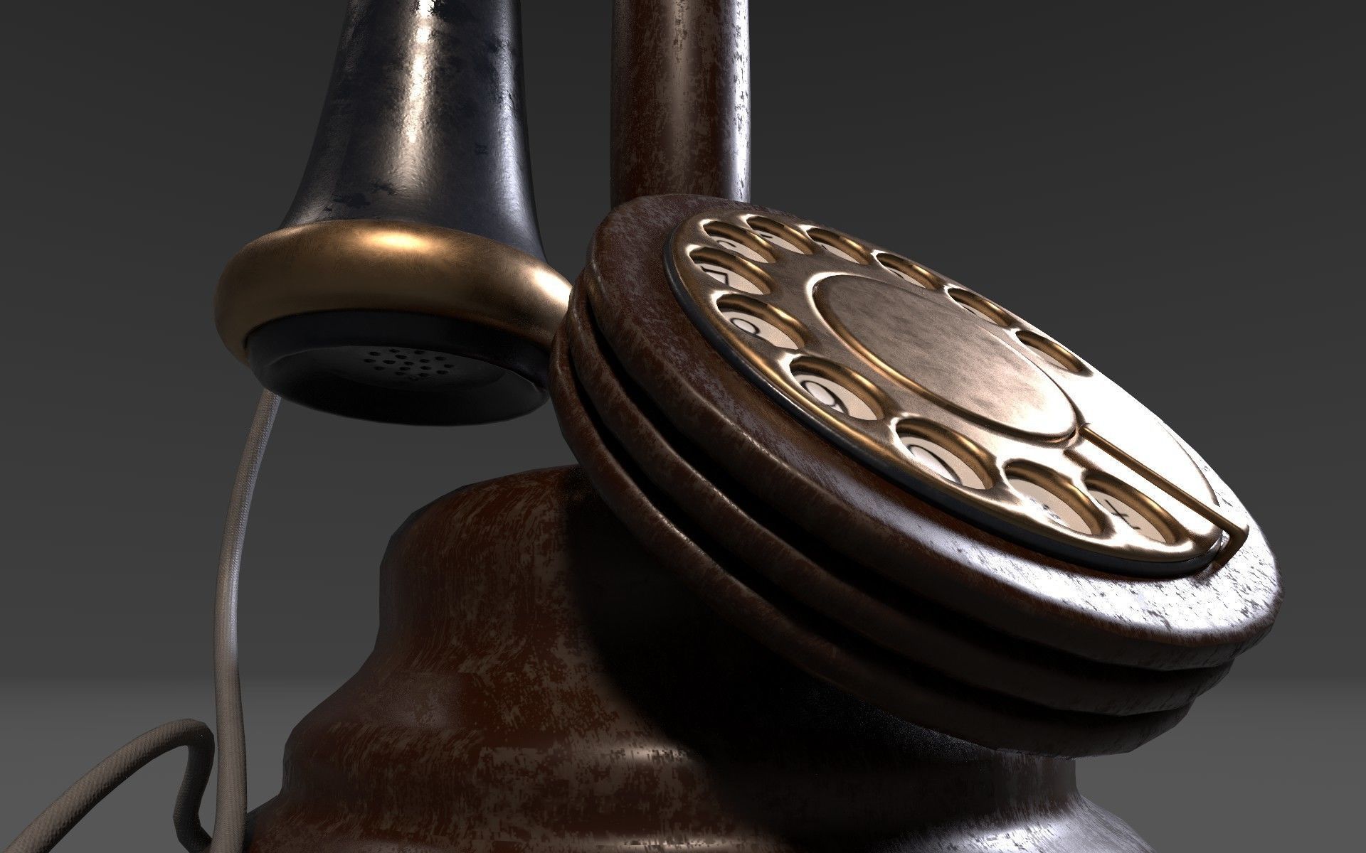 Vintage Telephone Mid Poly 3D model_2