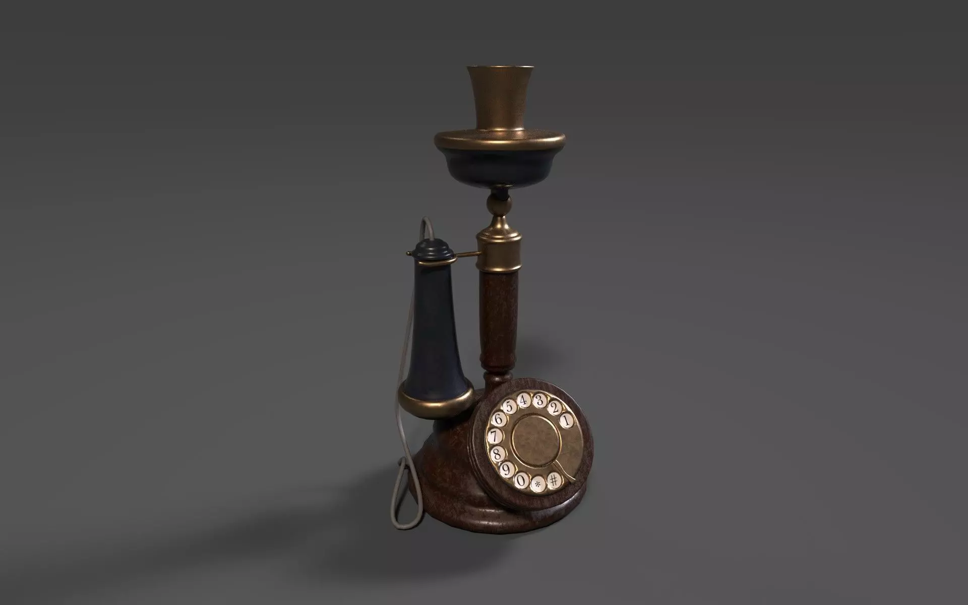 Vintage Telephone Mid Poly 3D model_0