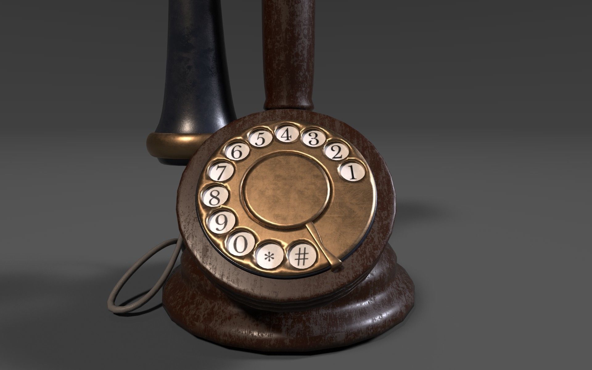 Vintage Telephone Mid Poly 3D model_1