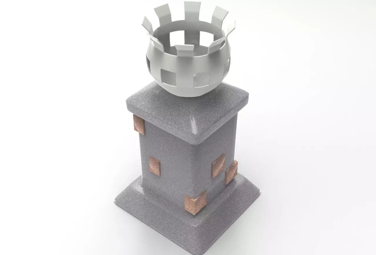 Brazier statue with crown on top Low-poly 3D model