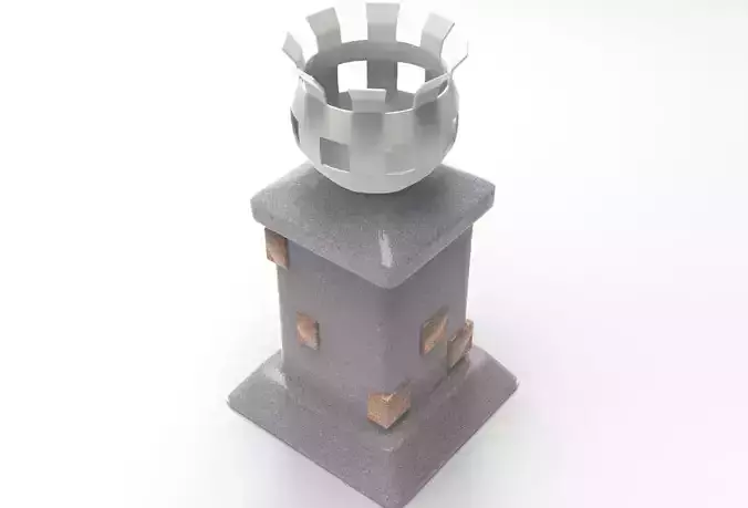 Brazier statue with crown on top